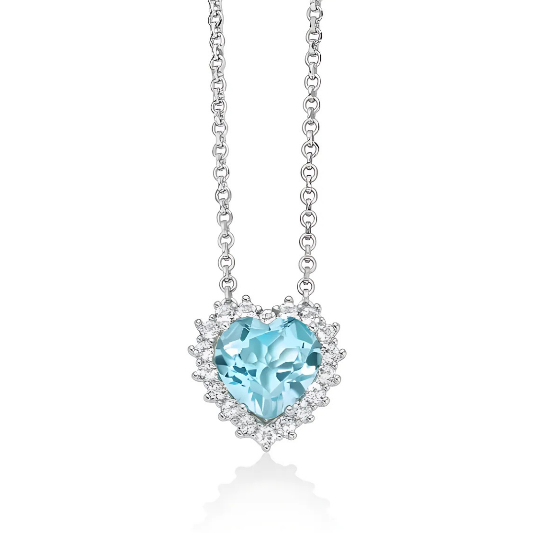 Collana Cuore Topazio Azzurro Miluna CLD5087