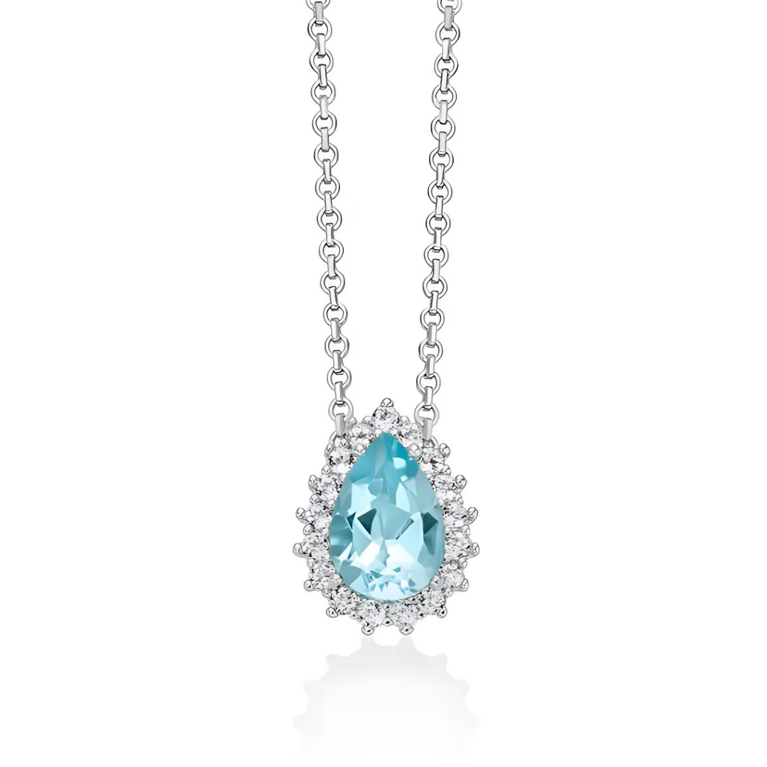Collana Goccia Topazio Azzurro Miluna CLD5090