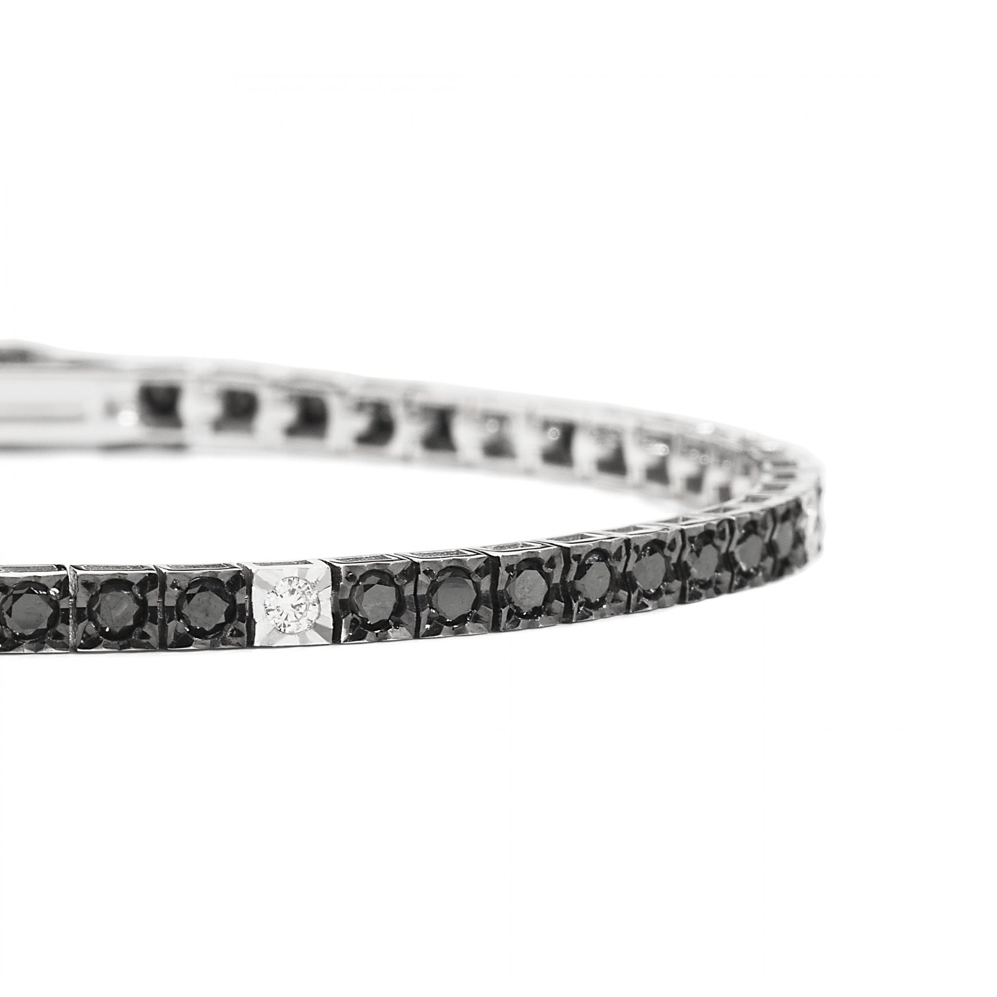 Bracciale Tennis Diamanti Neri e Bianchi Recarlo Uomo T39SE884/KX-19